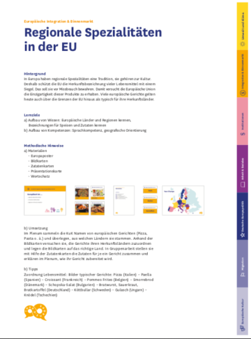 Tour d'Europe 3: Thema Regionale Lebensmittel