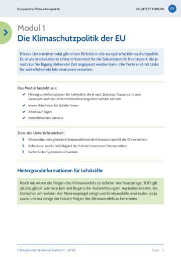 CO2NTEXT EUROPA Modul 1: Die Klimaschutzpolitik der EU
