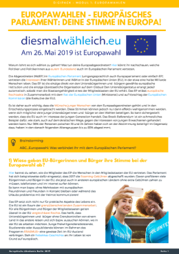 DIGIPACK Modul 1: Europawahlen – Europäisches Parlament: deine Stimme in Europa!